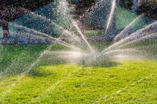 Technician repairing sprinkler